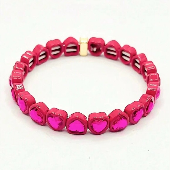 Jewelry - Hot Pink Bezel Heart Stacking Bracelet 💖